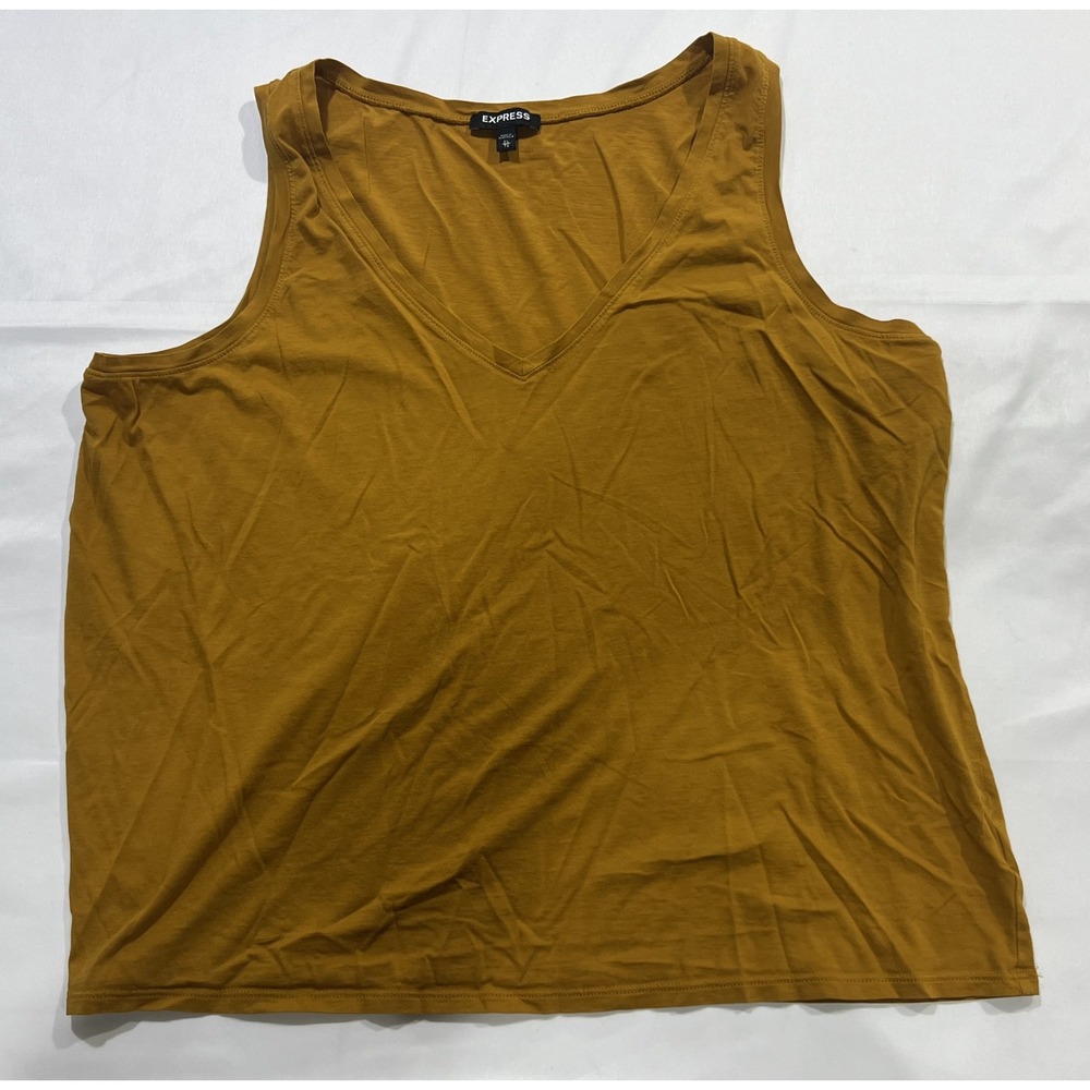 Express Tank Top Womens Mustard Yellow V-Neck Cotton Tank Top XL